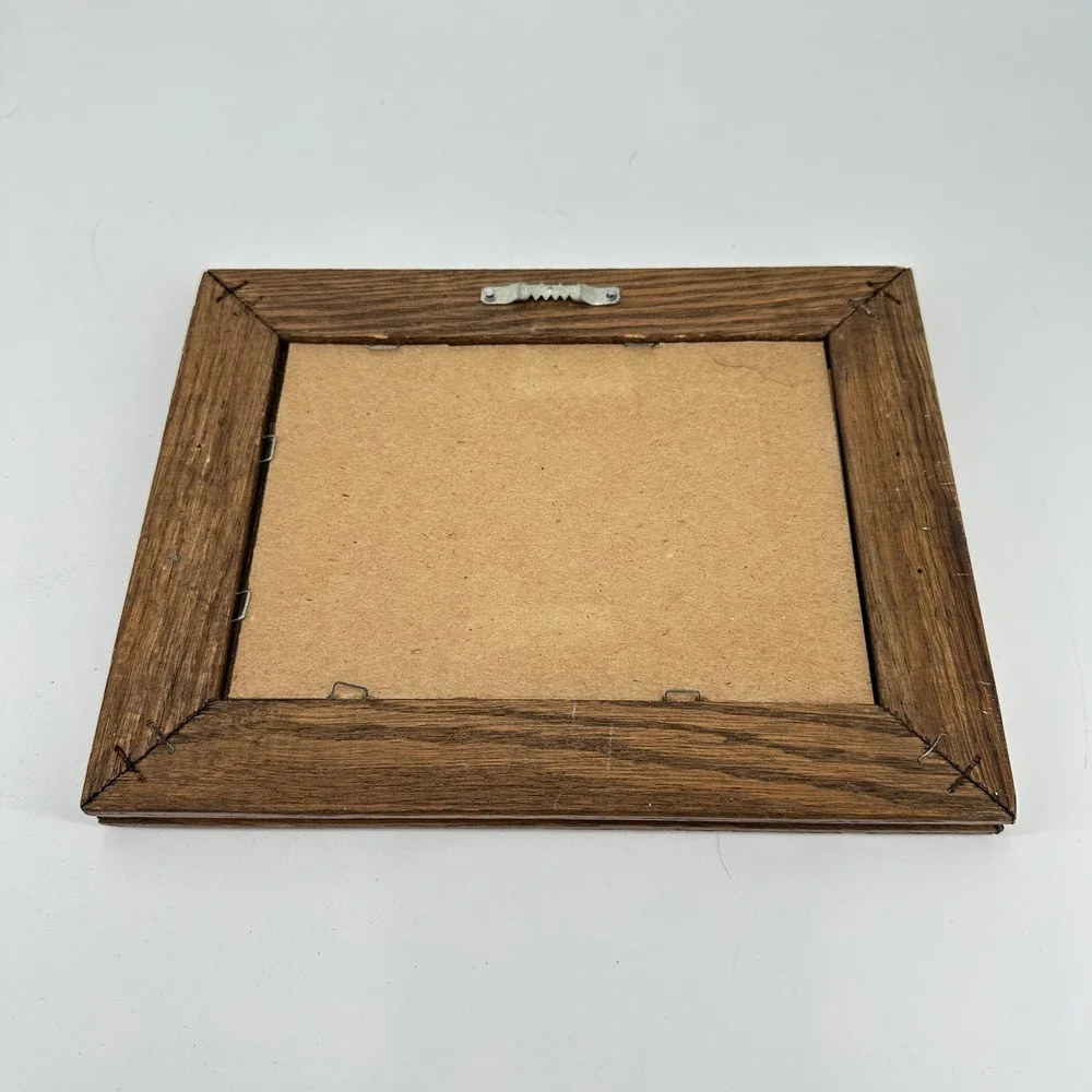 Vintage Solid Wood 4x6 Picture Frame Dark Oak Finish Beveled Edge Glass Front